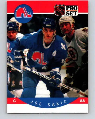 1990-91 Pro Set #257 Joe Sakic NM card with original gloss, popular among collectors