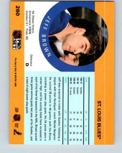 Jeff Brown hockey card 1990-91 Pro Set #260 Near Mint original gloss collectible