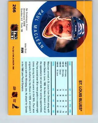 Hockey card back of 1990-91 Pro Set Paul MacLean showing original gloss condition