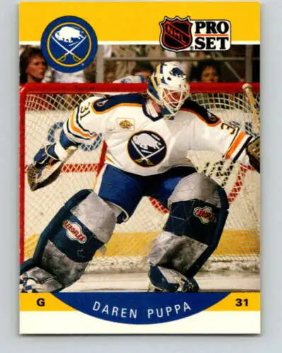 Daren Puppa hockey card from 1990-91 Pro Set with original gloss, cards typically sell well