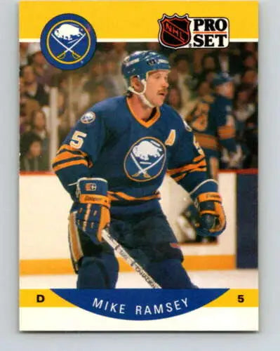 Mike Ramsey hockey card from 1990-91 Pro Set showcasing original gloss in NM-MT condition