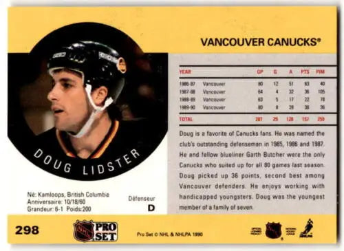 Doug Lidster hockey card from the 1990-91 Pro Set with original gloss and NM condition