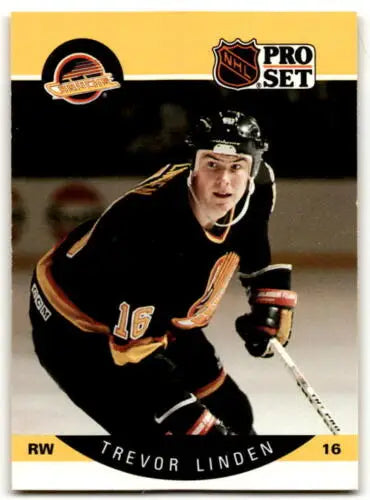 Trevor Linden 1990-91 Pro Set #299 hockey card with original gloss in Near Mint condition