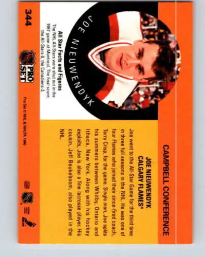 1990-91 Pro Set #344 Joe Nieuwendyk hockey card with original gloss from Flames