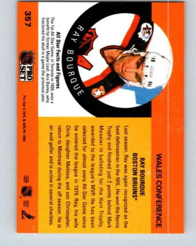 Ray Bourque 1990-91 Pro Set #357 hockey card in original gloss condition NM-MT