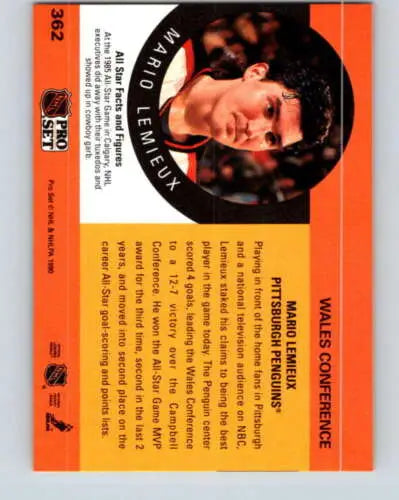 1990-91 Pro Set #362 Mario Lemieux NM-MT hockey card with original gloss finish