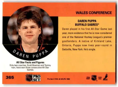 Daren Puppa 1990-91 Pro Set hockey card with original gloss, Near Mint condition