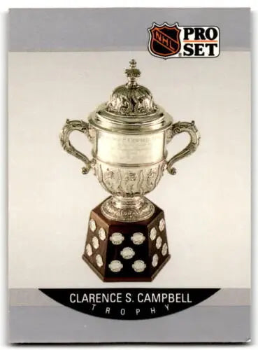 Silver Clarence S. Campbell Trophy in 1990-91 Pro Set #392 Edmonton Oilers original gloss