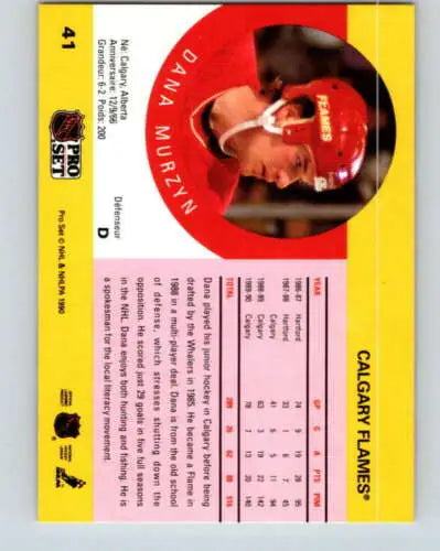 1990-91 Pro Set #41 Dana Murzyn NM-MT Flames hockey card with original gloss finish