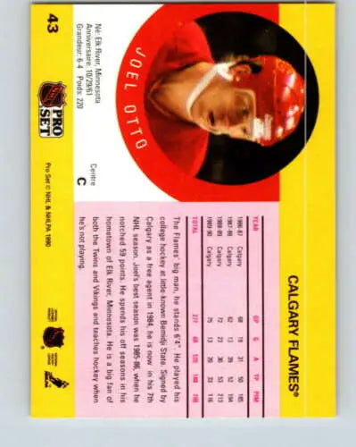 1990-91 Pro Set #43 Joel Otto NM-MT Flames card featuring original gloss quality