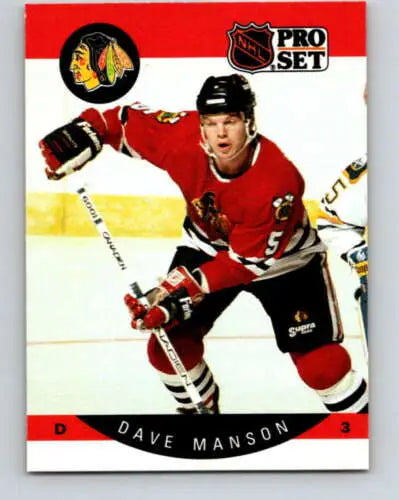 Dave Manson hockey card from 1990-91 Pro Set featuring original gloss and rarity