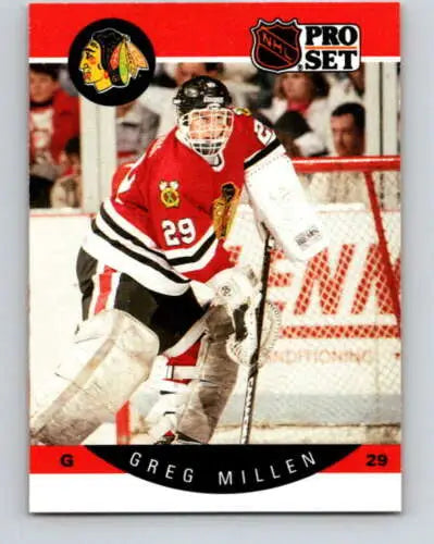 Greg Millen hockey card in 1990-91 Pro Set with original gloss, Blackhawks collectible