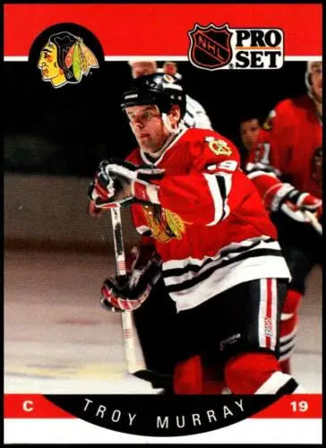 1990-91 Pro Set #57A Troy Murray NM-MT Blackhawks original gloss hockey card