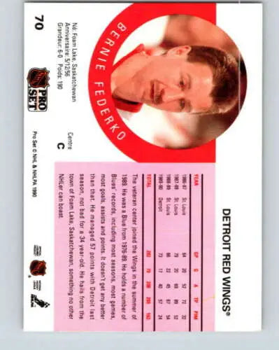 1990-91 Pro Set #70 Bernie Federko NM-MT Red Wings original gloss hockey card