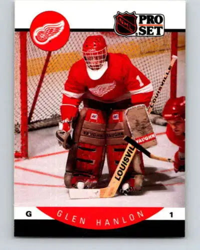 Glen Hanlon hockey card from 1990-91 Pro Set NM-MT Red Wings original gloss finish