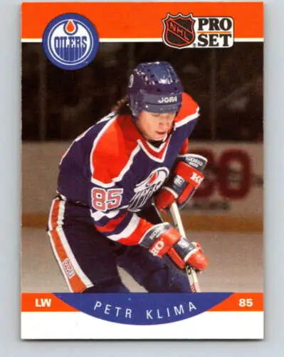 1990-91 Pro Set #86 Petr Klima NM-MT Oilers hockey card with original gloss finish