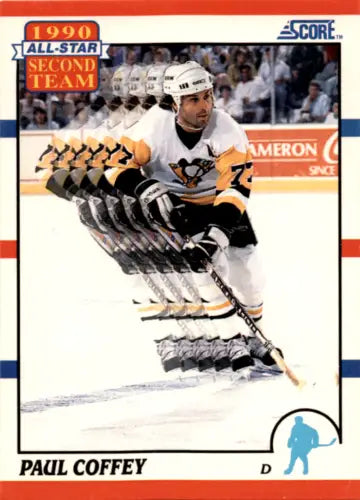 1990-91 Score #319 Paul Coffey NM card featuring original gloss and Penguins design