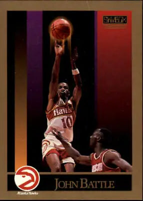 Vintage 1990-91 SkyBox John Battle Atlanta Hawks Basketball Card featuring player action