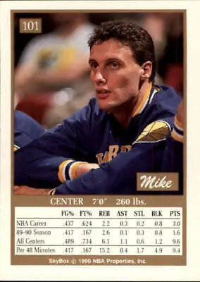 Mike Gminski basketball card from 1990-91 SkyBox featuring Golden State Warriors imagery