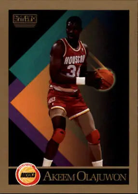 Basketball trading card of Hakeem Olajuwon in Houston Rockets uniform