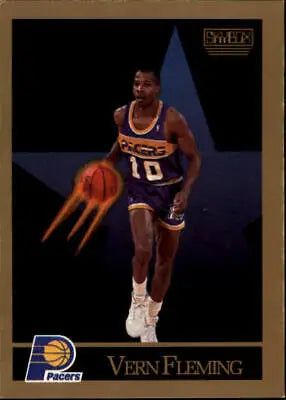 Basketball trading card of Vern Fleming dribbling for Indiana Pacers, 1990-91 SkyBox