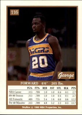 Basketball player in blue and yellow Indiana Pacers jersey, George McCloud Rookie