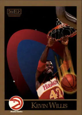 Basketball trading card of Kevin Willis dunking for the Atlanta Hawks in 1990-91 SkyBox