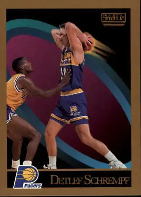 Basketball trading card of Detlef Schrempf Indiana Pacers in action against a defender