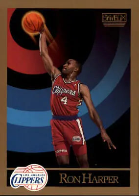 Basketball trading card of Ron Harper in red uniform for Los Angeles Clippers