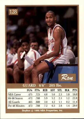 Ron Harper Los Angeles Clippers basketball card with player statistics from 1990-91 SkyBox