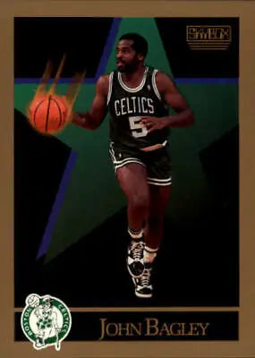 Basketball trading card of John Bagley in a Boston Celtics black and white jersey