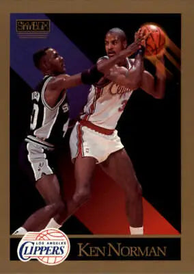 Basketball trading card of Ken Norman, Los Angeles Clippers player in white uniform