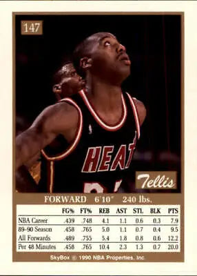 Miami Heat Tellis Frank 1990-91 SkyBox Basketball Card with player stats