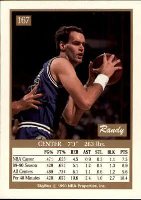 Randy Breuer 1990-91 SkyBox #167 Minnesota Timberwolves Basketball Card NM-MT