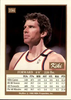 Kiki Vandeweghe Knicks Basketball Card from 1990-91 SkyBox in NM-MT condition