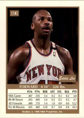 1990-91 SkyBox #196 Eddie Lee Wilkins Knicks basketball card in NM-MT condition