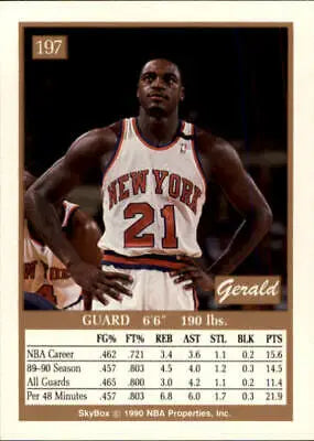 Gerald Wilkins Knicks basketball card from 1990-91 SkyBox #197 sports collectible