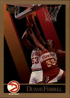 Atlanta Hawks player Duane Ferrell blocking a shot on 1990-91 SkyBox SP Rookie card