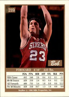 Basketball card of Bob Thornton in a Philadelphia 76ers jersey for collectors