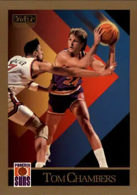 Basketball trading card of Tom Chambers in a Phoenix Suns jersey from 1990-91 SkyBox