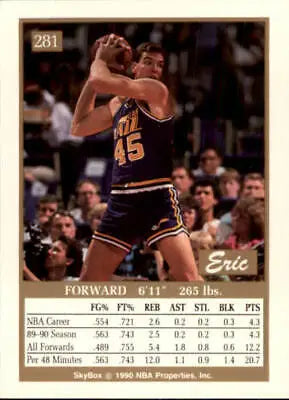 1990-91 SkyBox #281 Eric Leckner SP Utah Jazz Basketball Card for collectors