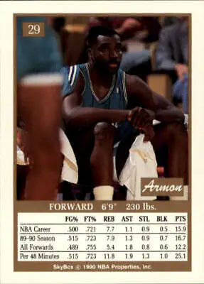 1990-91 SkyBox Armon Gilliam Basketball Card featuring Charlotte Hornets design