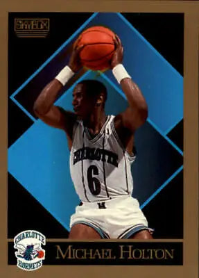 Basketball trading card of Michael Holton in a Charlotte Hornets uniform, 1990-91 SkyBox