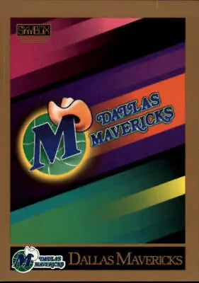 Dallas Mavericks team logo with neon colors on 1990-91 Mavericks team card