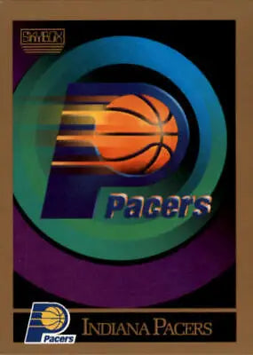 Indiana Pacers team logo in orange and blue on 1990-91 SkyBox team card