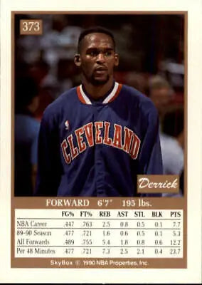 Derrick Coleman basketball card from 1990-91 SkyBox featuring Cleveland Cavaliers player