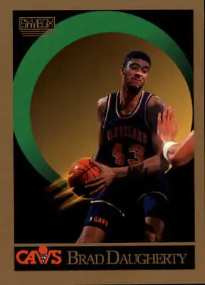 Basketball trading card of Brad Daugherty in a Cleveland Cavaliers uniform, 1990-91 SkyBox