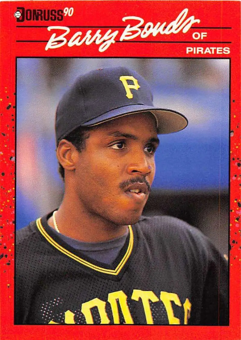 1990 Donruss Barry Bonds Baseball Card of the Pittsburgh Pirates in black uniform