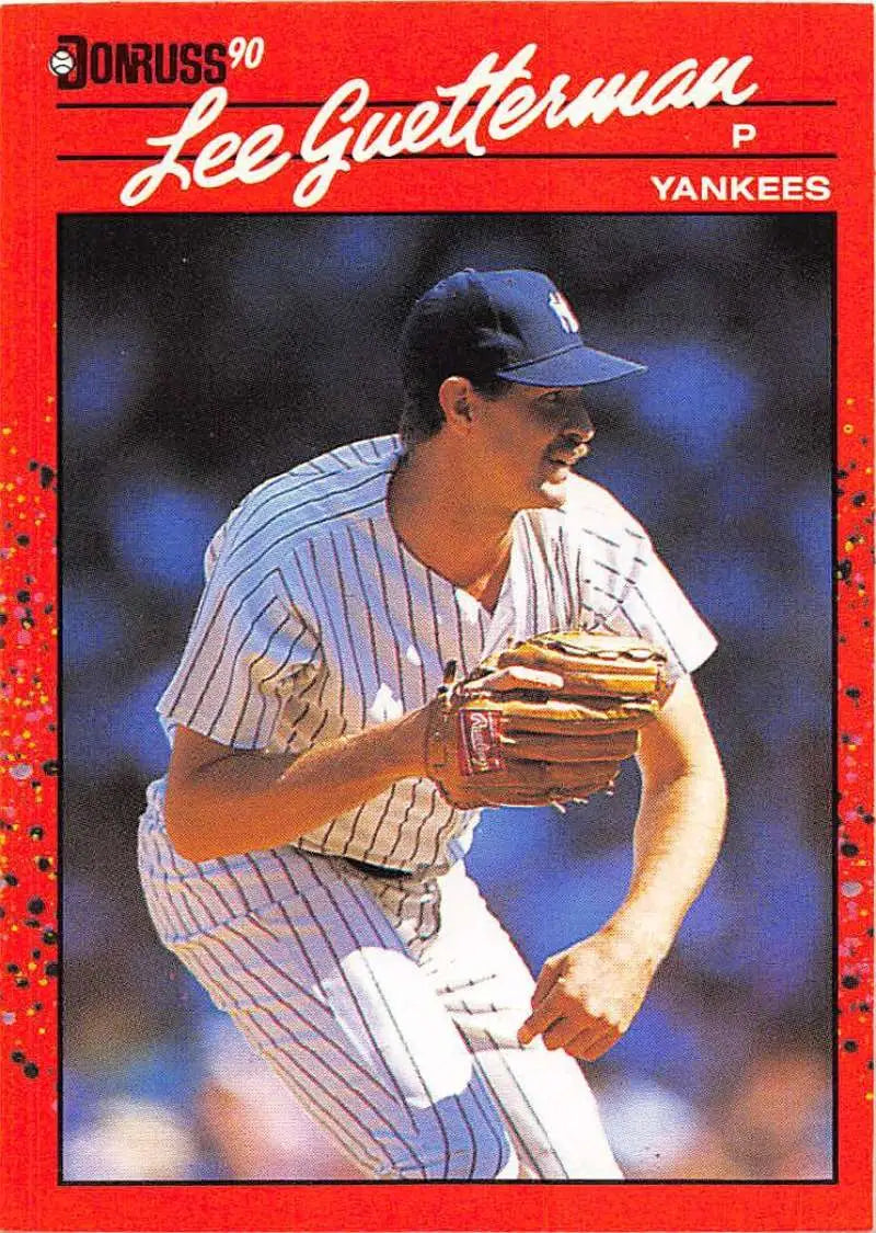 Red-bordered 1990 Donruss Baseball Card of Lee Guetterman, New York Yankees pitcher