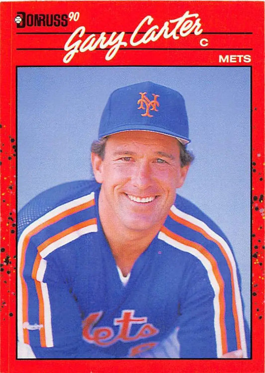 1990 Donruss Gary Carter baseball card, New York Mets player in blue uniform